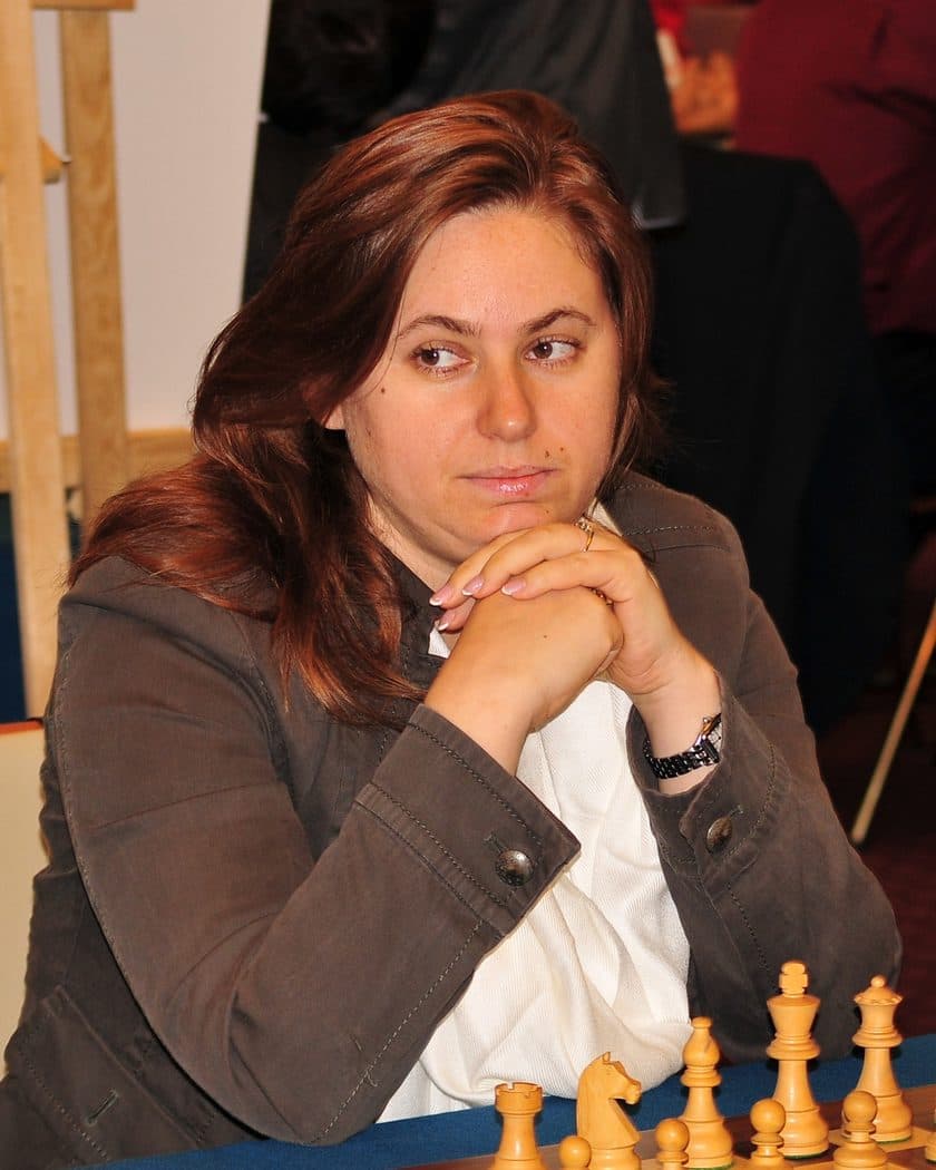 Judit Polgár at a chess board in 2013